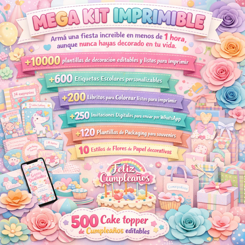 Mega Kit Imprimible para Fiestas